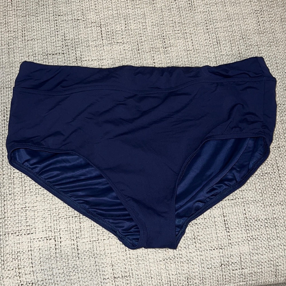 Navy High Waisted Bikini Bottoms - Lands End - Size 16W EUC